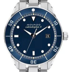Movado Heritage Calendoplan Blue Dial with Silver Bracelet Men's Watch 3650094